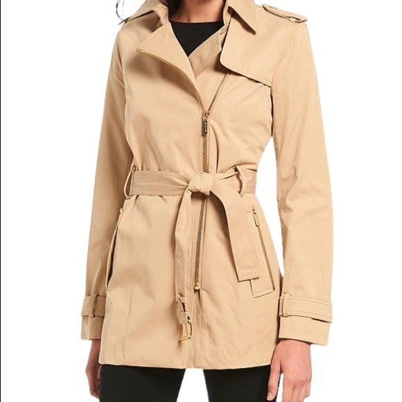Michael Kors Jackets & Blazers - Michael Kors Belted Front Zip Trench Coat Jacket Small